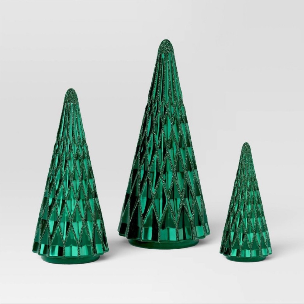 Wondershop Emerald Green Shatterproof Holiday Tree Trio NEW IN BOX
